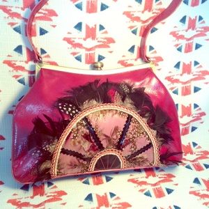 Spencer & Rutherford  Pink Leather Feather Bag
